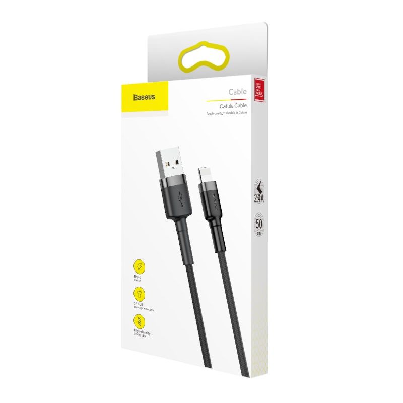 Baseus Cafule lightning Cable 2,4A 0,5m Black/Grey