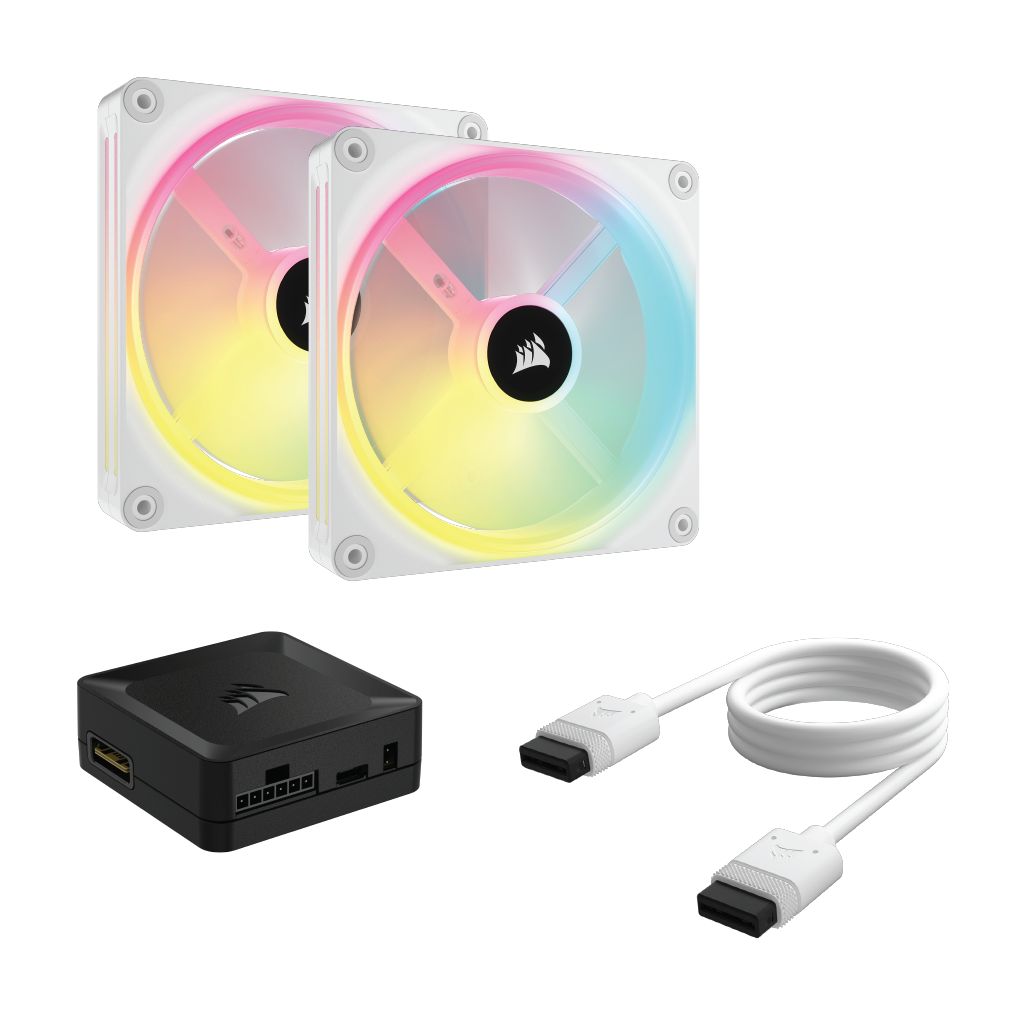 Corsair iCUE LINK QX140 RGB 140mm PWM PC Fans Starter Kit with iCUE LINK System Hub White