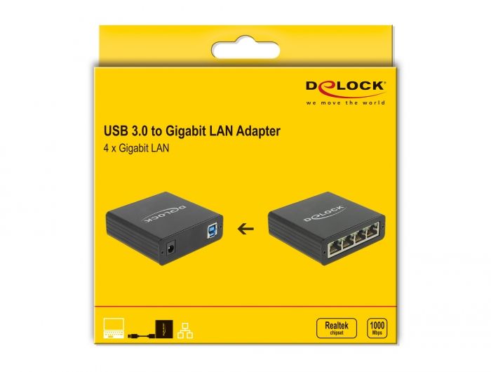 DeLock Adapter USB 5 Gbps to 4 x Gigabit LAN