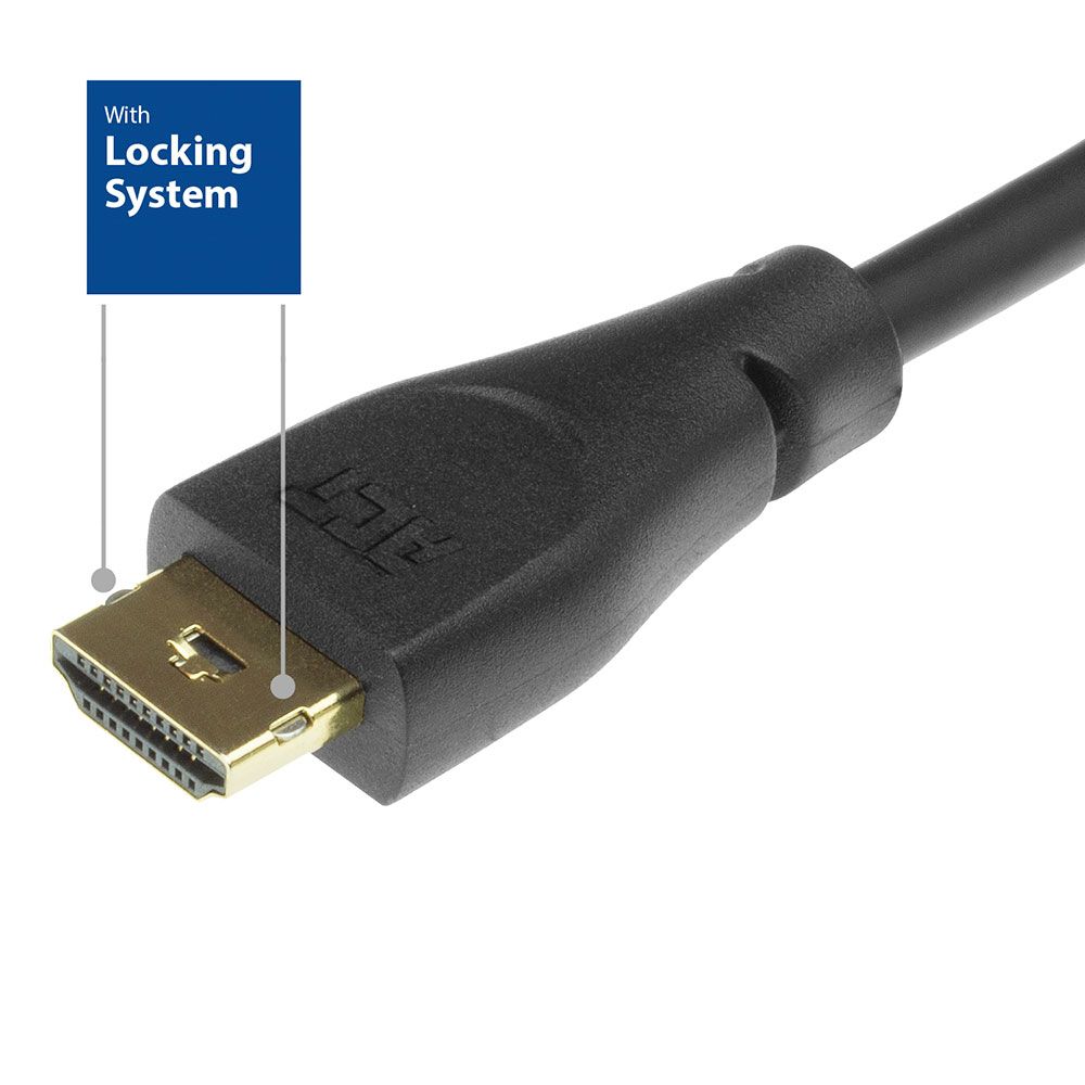 ACT HDMI Premium Certified Locking v2.0 HDMI-A male - HDMI-A male cable 0,9m Black