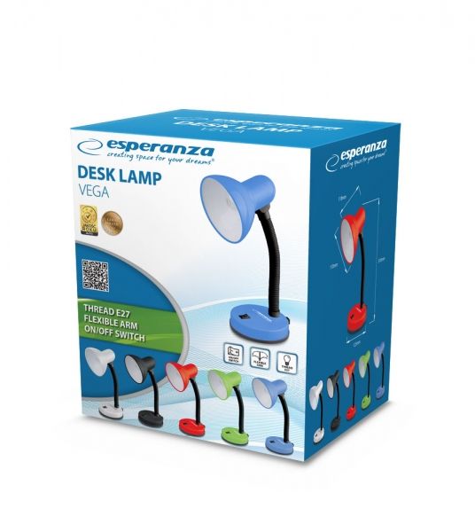 Esperanza Vega E27 Desk Lamp Black