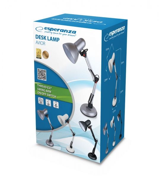 Esperanza Avior E27 Desk Lamp Black