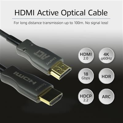 ACT HDMI Premium Active Optical v2.0 HDMI-A male - HDMI-A male cable 25m Black