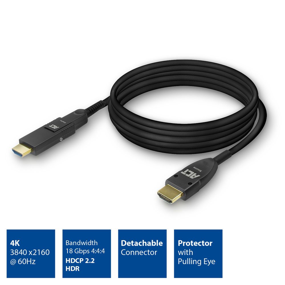 ACT HDMI High Speed with detachable connector v2.0 HDMI-A male - HDMI-A male active optical cable 10m Black