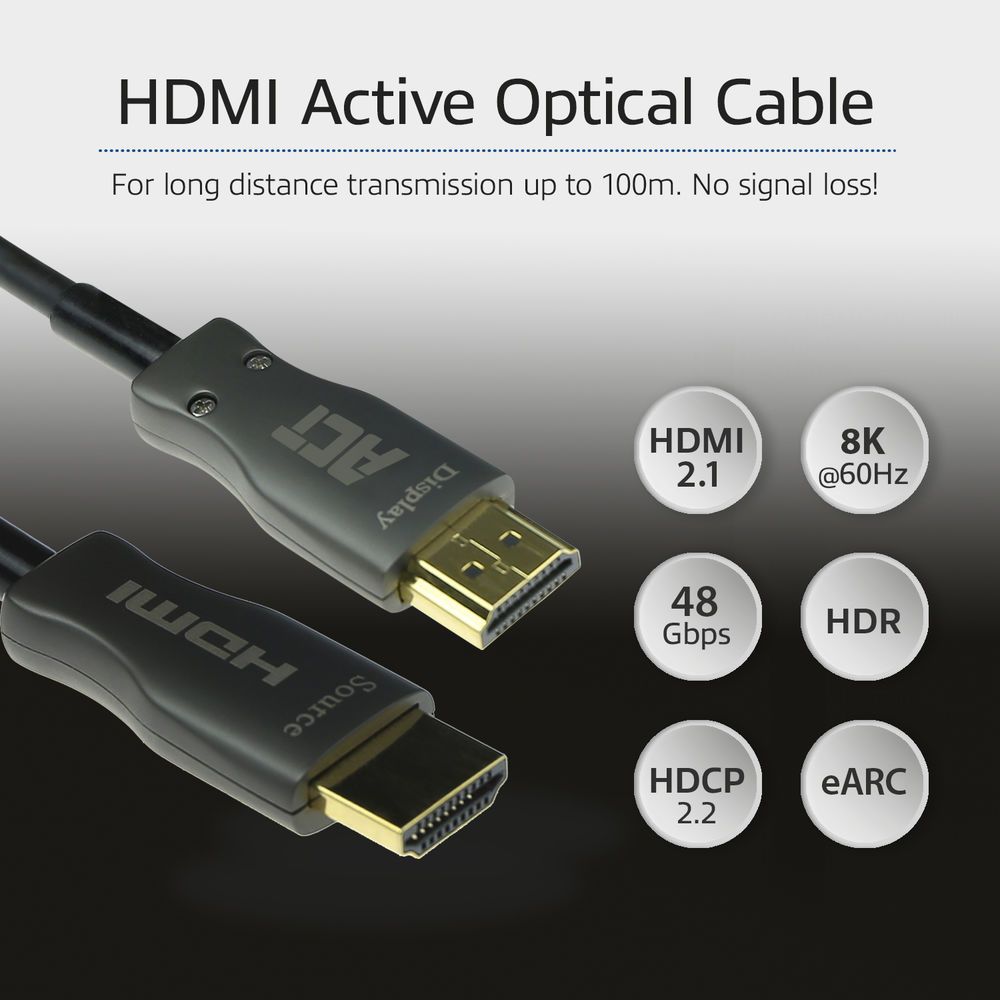 ACT HDMI Premium active optical v2.1 HDMI-A male - HDMI-A male cable 15m Black