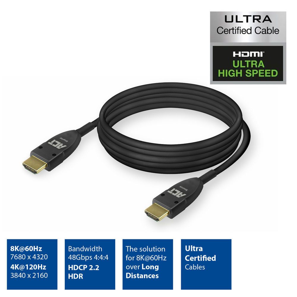 ACT HDMI active optical v2.1 HDMI-A male - HDMI-A male cable 15m Black