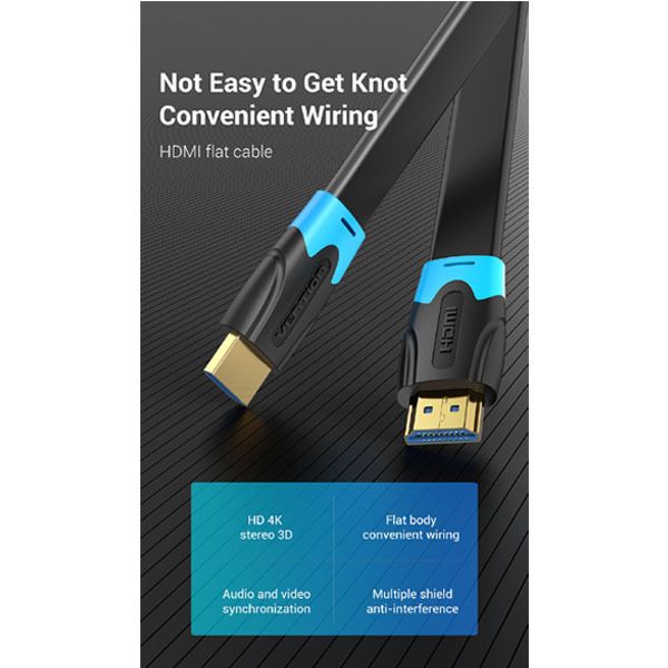 Vention Flat HDMI A male - HDMI A male cable 1m Black