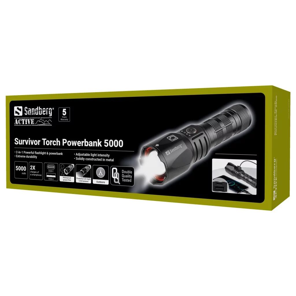 Sandberg Survivor Torch 5000mAh PowerBank Black