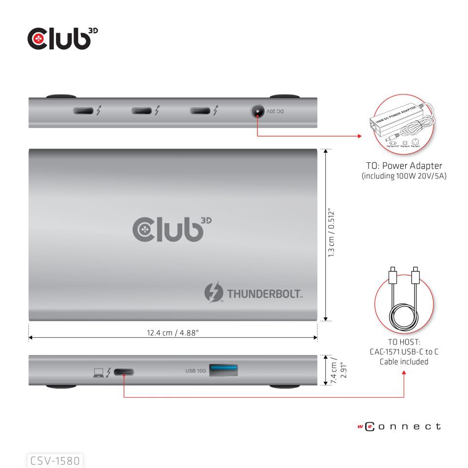 Club3D ADA Club3D Thunderbolt™4 Portable 5-in-1 Hub with Smart Power