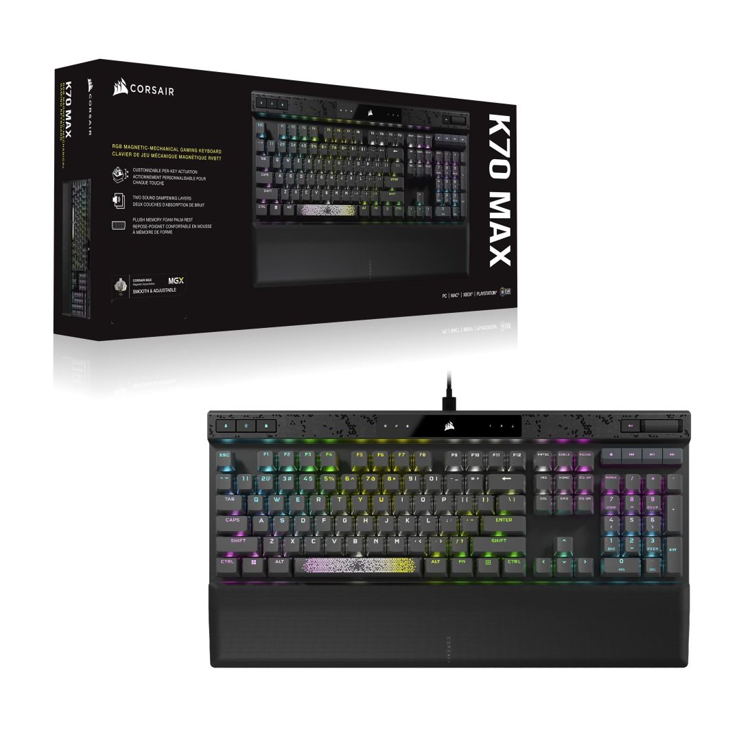 Corsair K70 RGB Pro XT Magnetic-Mechanical MGX Switches Gaming Keyboard Steel Grey