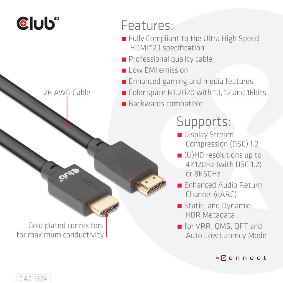 Club3D Ultra High Speed HDMI cable 4m Black