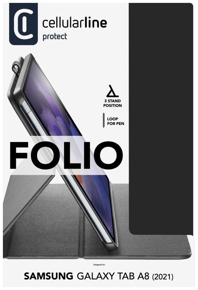 FIXED Cellularline FOLIO case with stand for Samsung Galaxy Tab A8 (2022), black