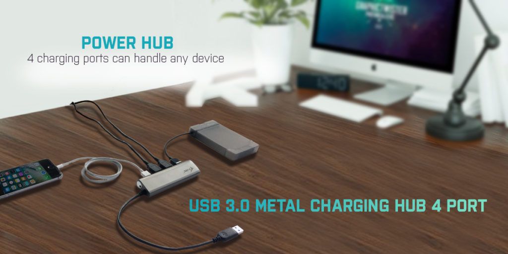 I-TEC 4-Port Superspeed USB 3.0 Hub Grey