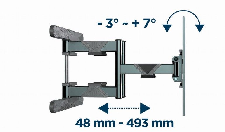 Gembird WM-80ST-01 Full-motion TV wall mount 40”-80” Black