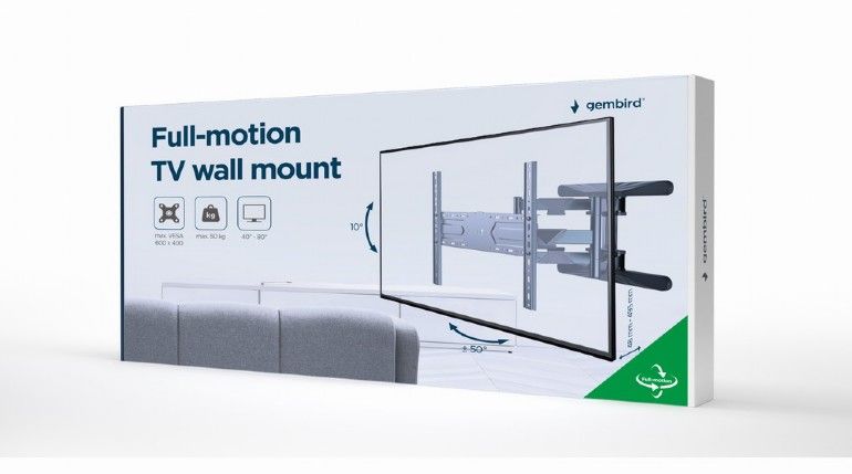 Gembird WM-80ST-01 Full-motion TV wall mount 40”-80” Black