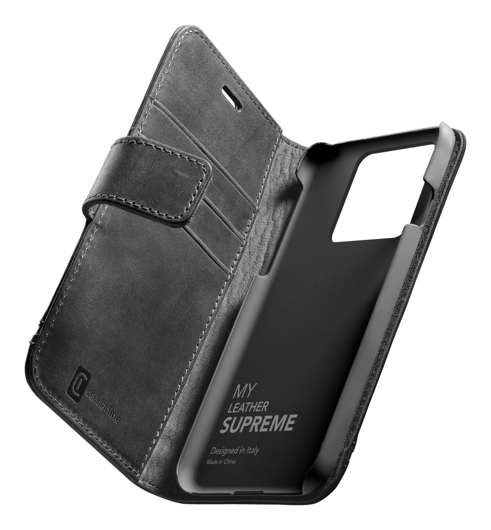 FIXED Premium Cellularine Supreme Leather Book Case for Apple iPhone 13 Mini, Black