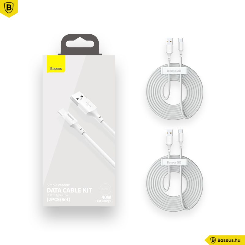 Baseus Simple Wisdom USB Cable 1,5m (2db/cs) White