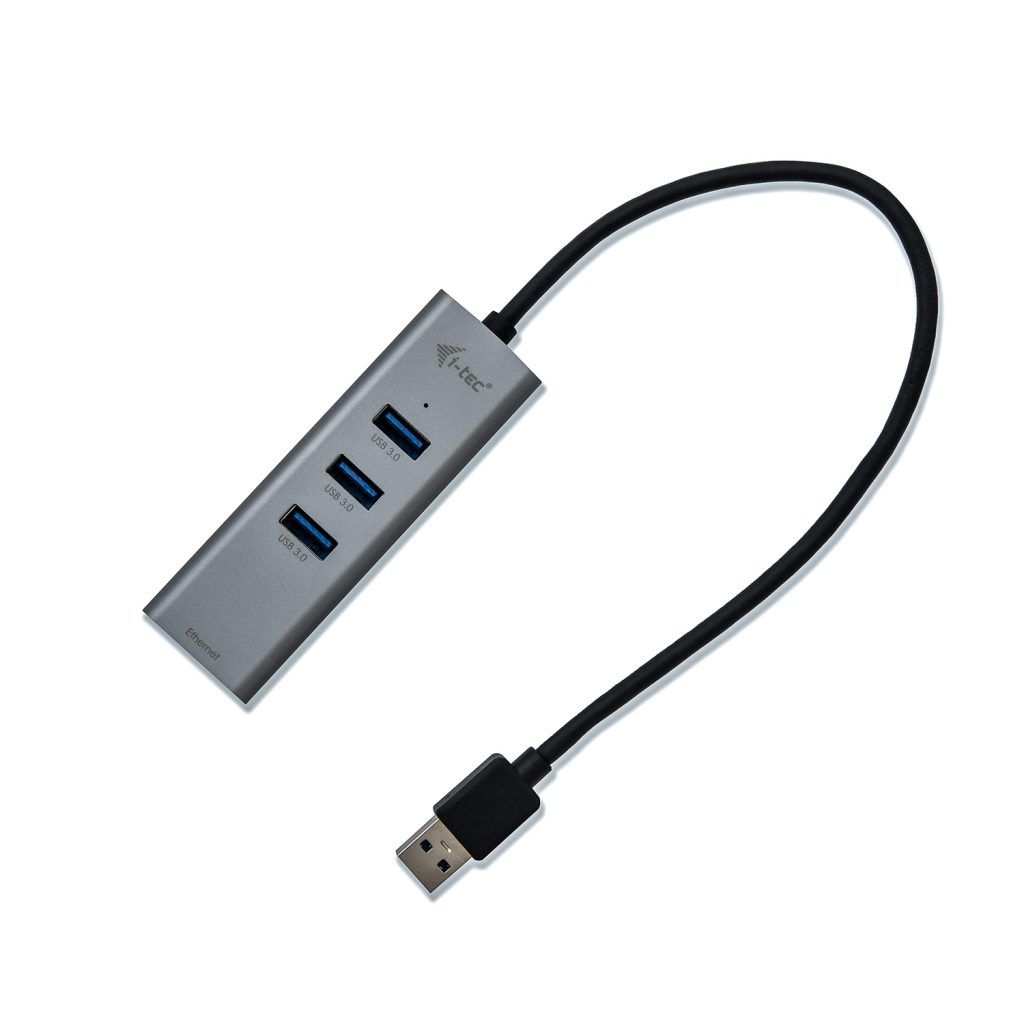 I-TEC USB 3.0 Metal HUB 3 Port+Gigabit Ethernet Adapter Grey