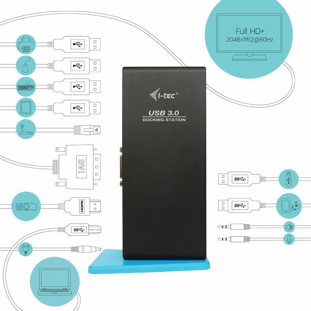 I-TEC USB 3.0 Dual Docking Station HDMI DVI Black