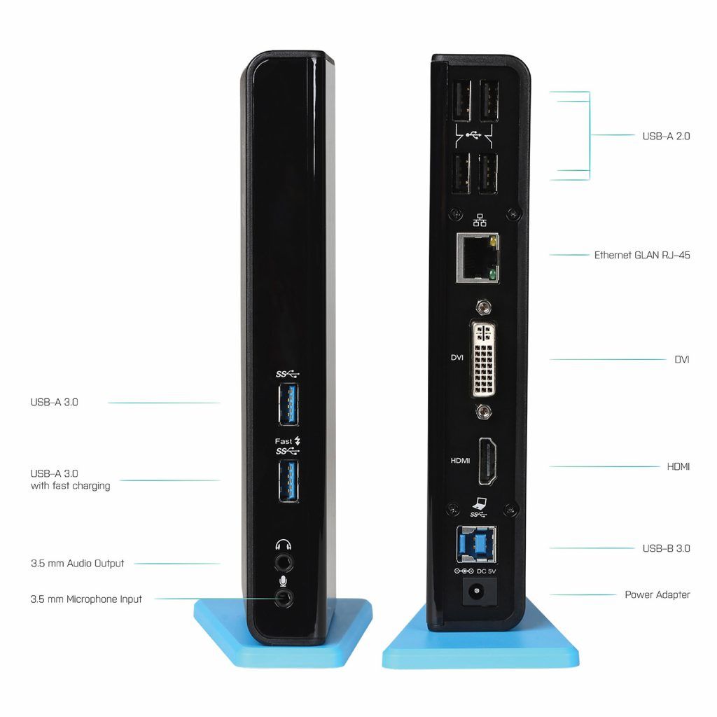 I-TEC USB 3.0 Dual Docking Station HDMI DVI Black