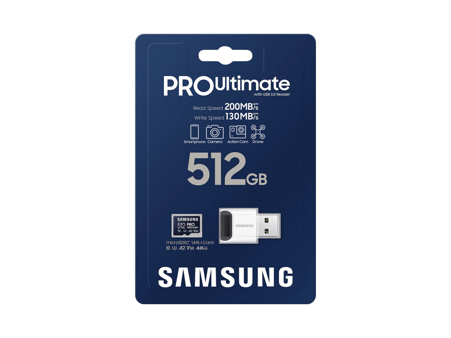 Samsung 512GB microSDXC Pro Ultimate Class10 U3 A2 V30 + Reader