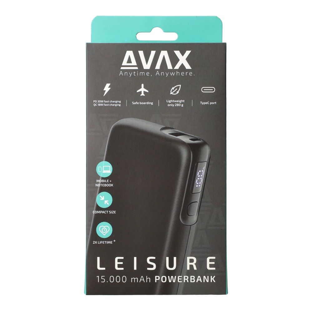 Avax PB106B LEISURE 15000mAh PowerBank Black