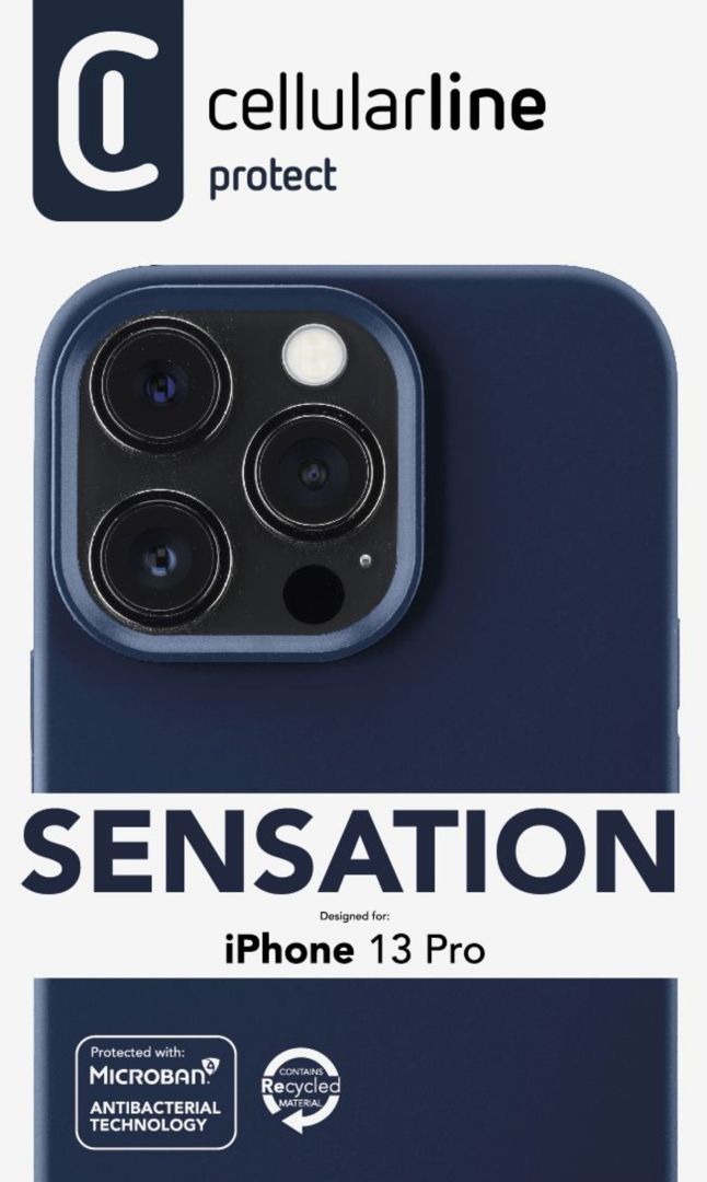 FIXED Protective silicone cover Cellularline Sensation for Apple iPhone 13 Pro, blue