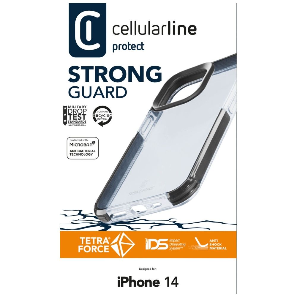 FIXED Ultra protective case Cellularline Tetra Force Shock-Twist for Apple iPhone 14, 2 levels of protection, transparent