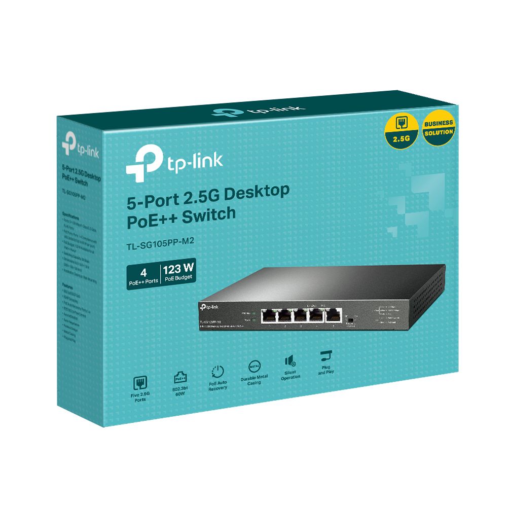 TP-Link TL-SG105PP-M2 5-Port 2.5G Desktop Switch with 4-Port PoE++