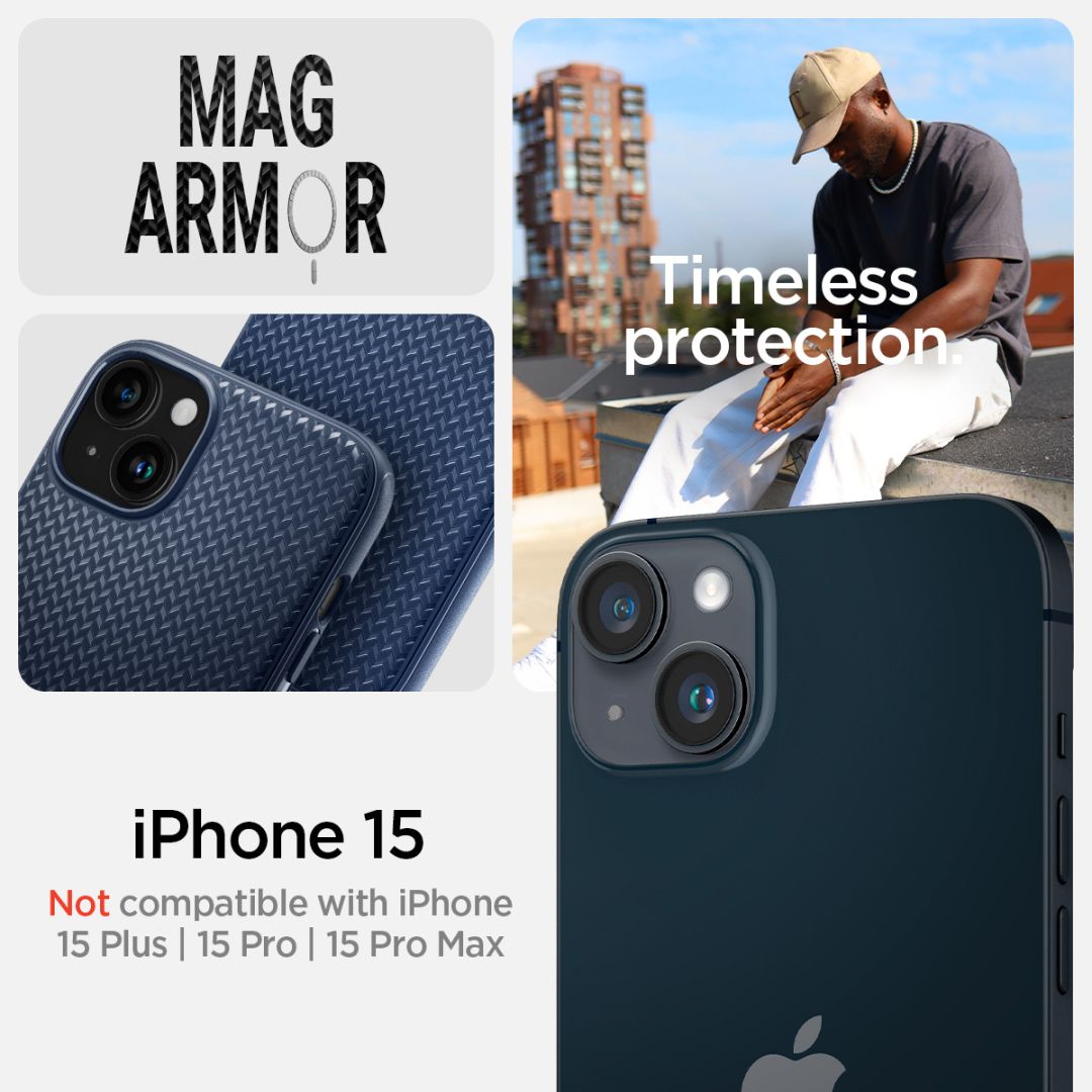 Spigen iPhone 15 Case Mag Armor MageSafe (MagFit) Navy Blue