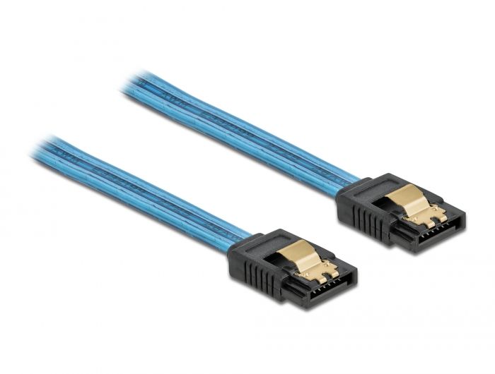 DeLock SATA 6 Gb/s Cable UV glow effect 0,5m Blue