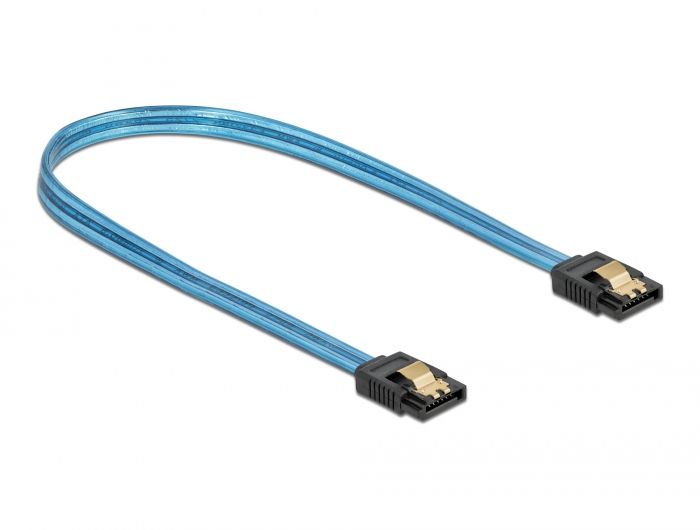 DeLock SATA 6 Gb/s Cable UV glow effect 0,5m Blue