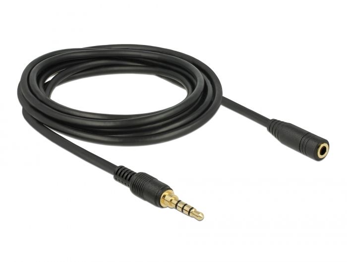 DeLock Stereo Jack 3,5mm Extension male/famale cable 3m Black