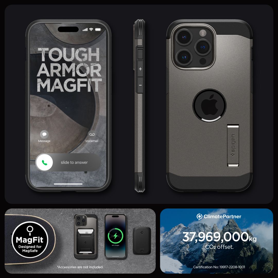 Spigen iPhone 15 Pro Max Case Tough Armor MagSafe (MagFit) Gunmetal