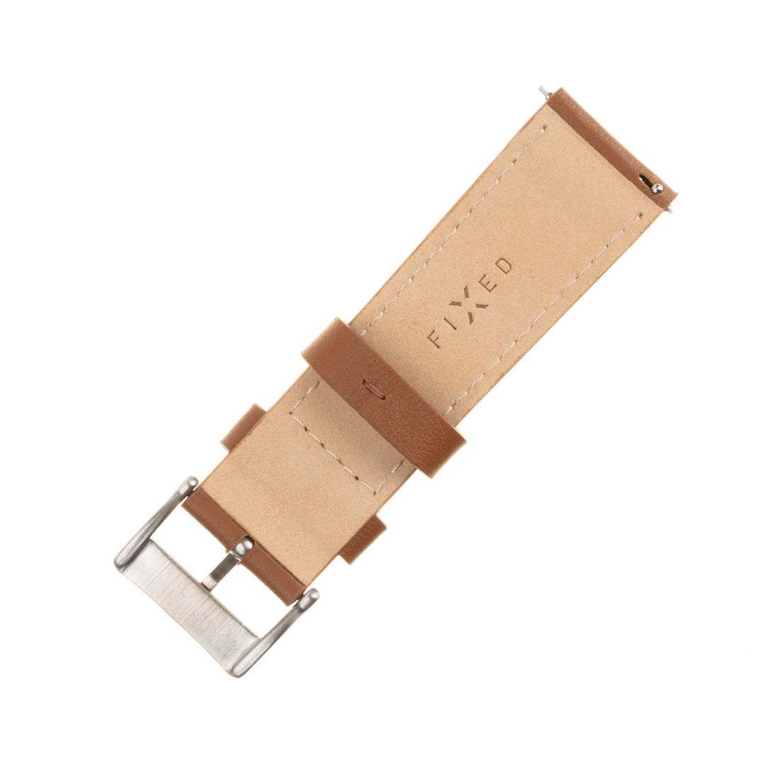 FIXED Leather Strap for Smartwatch 22mm wide, brown