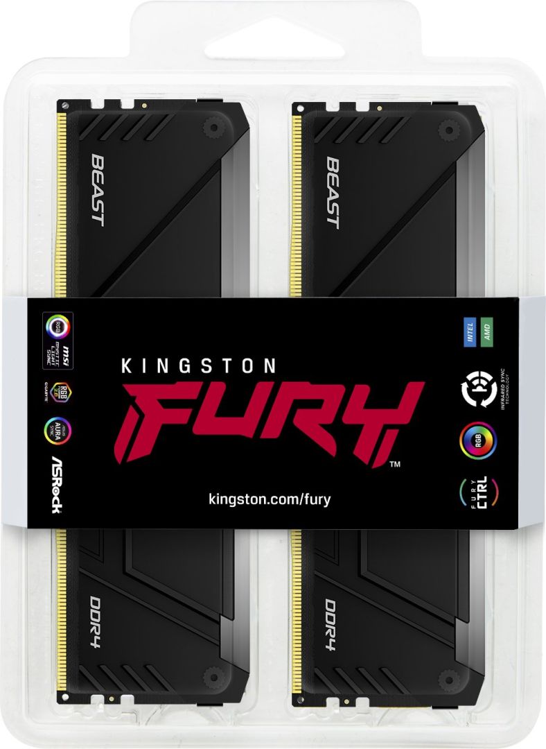 Kingston 16GB DDR4 2666MHz Kit(2x8GB) FURY Beast RGB