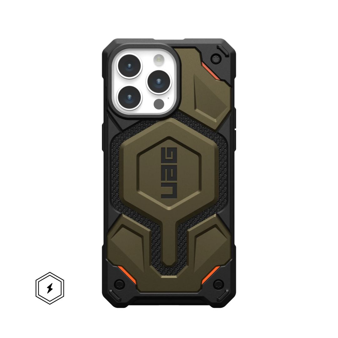 UAG Monarach Pro case for Magsafe iPhone 15 Pro Max Kevlar Elemental Green