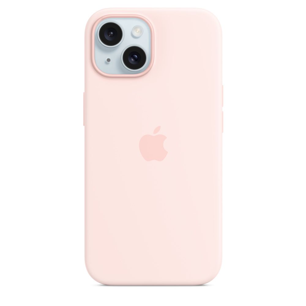 Apple iPhone 15 Silicone Case with MagSafe Light Pink