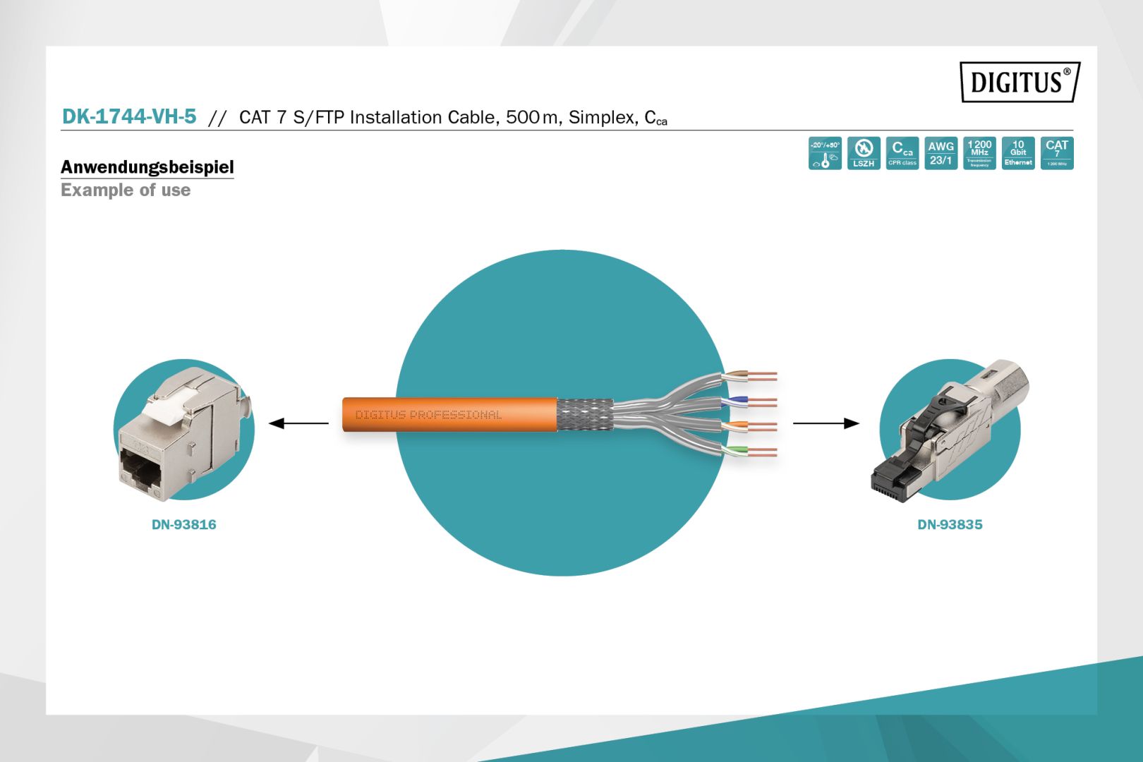 Digitus CAT7 S-FTP installation cable 500m Orange