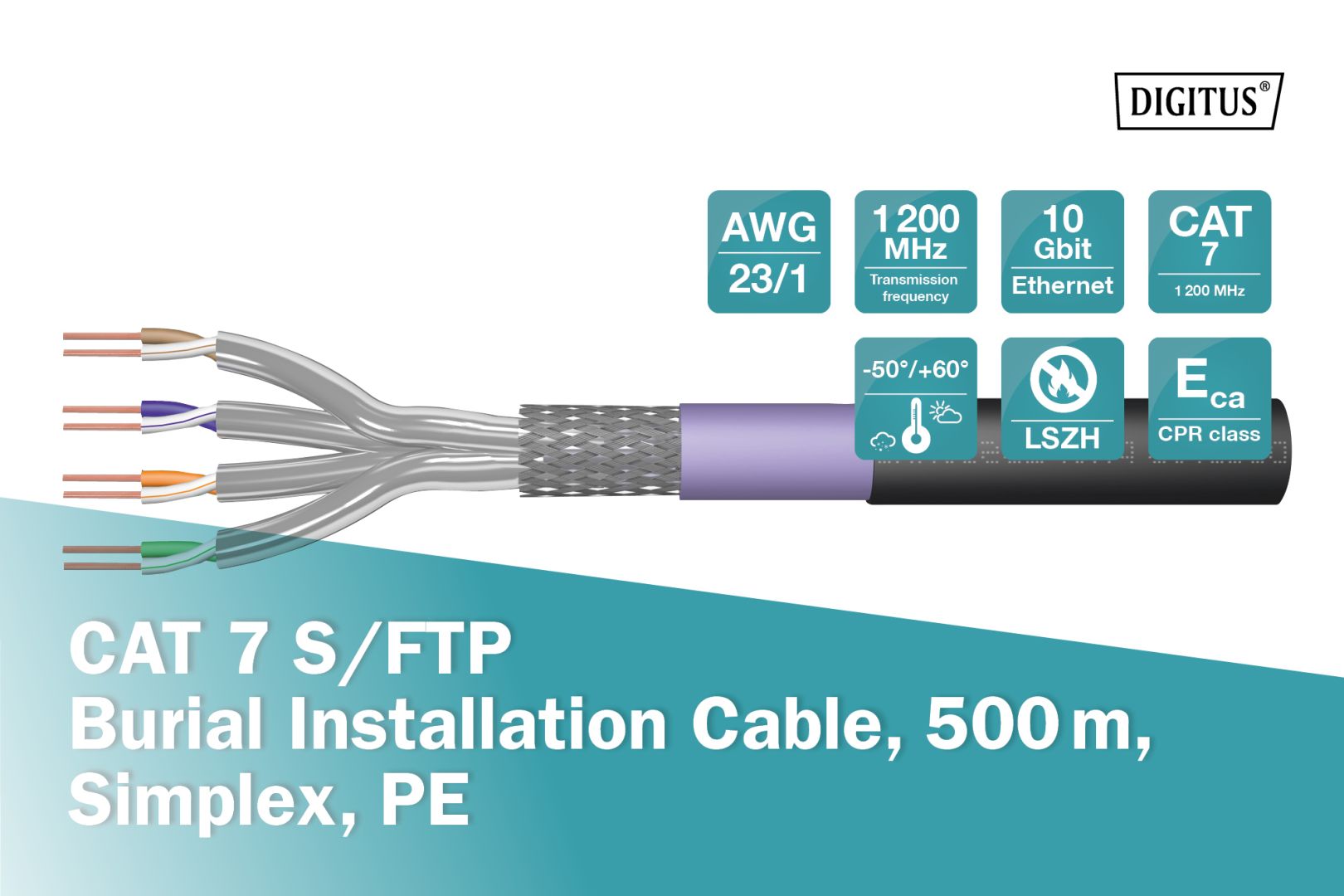 Digitus CAT7 S-FTP installation cable 500m Black