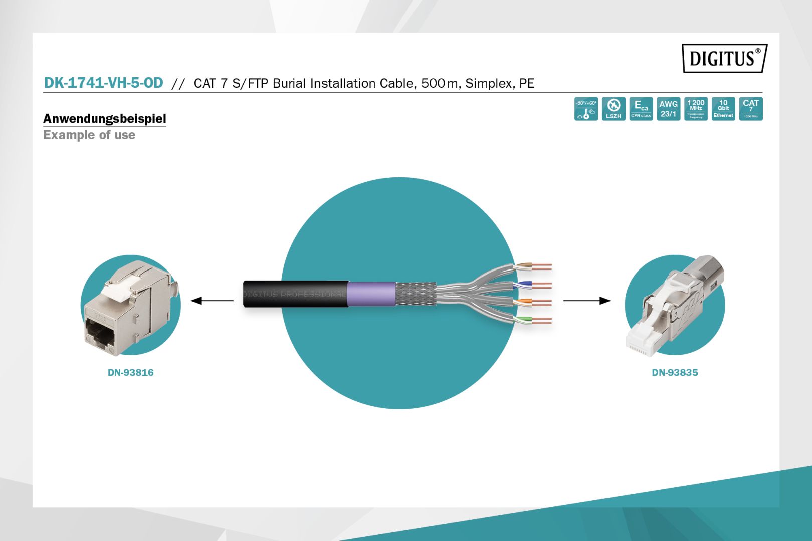 Digitus CAT7 S-FTP installation cable 500m Black