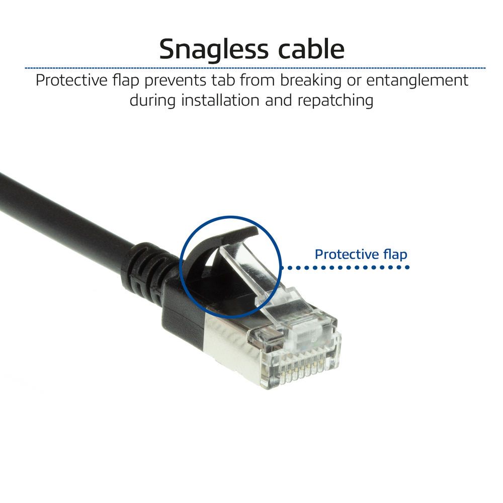 ACT CAT6A U-FTP Patch Cable 0,15m Black