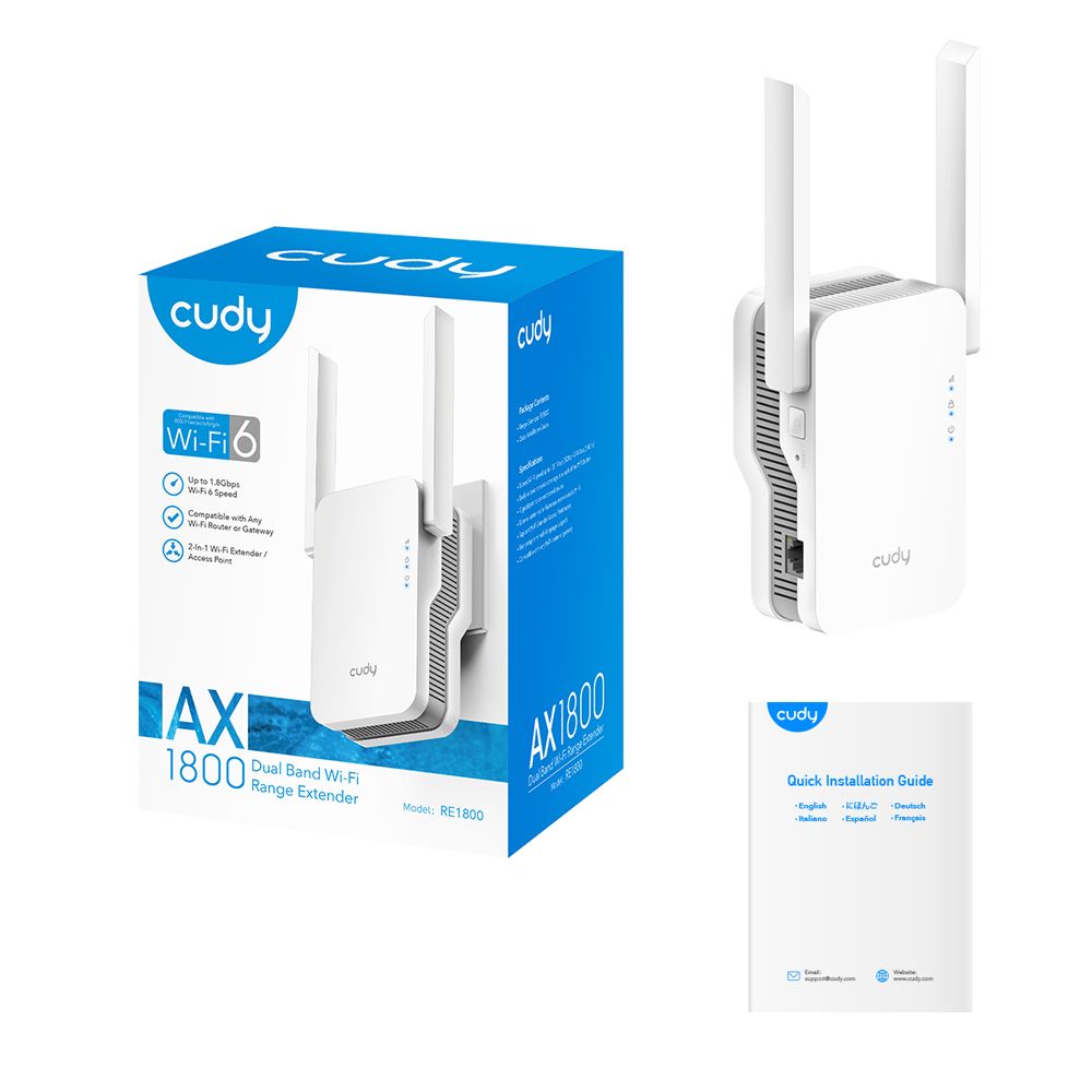 Cudy RE1800 AX1800 Dual Band Wi-Fi 6 Range Extender