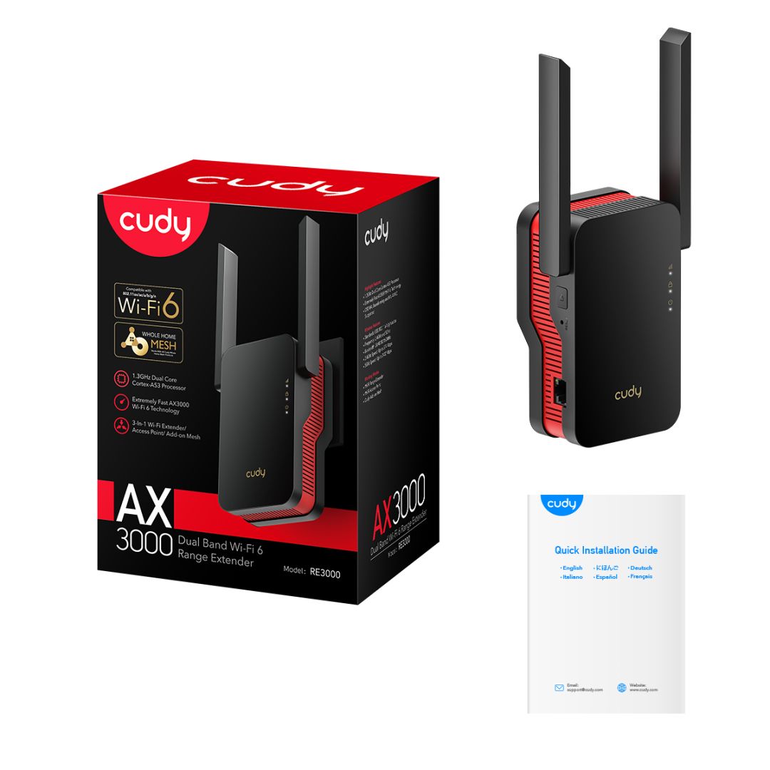 Cudy RE3000 AX3000 Dual Band Wi-Fi 6 Range Extender