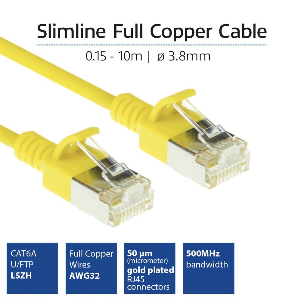 ACT CAT6A U-FTP Patch Cable 0,25m Yellow