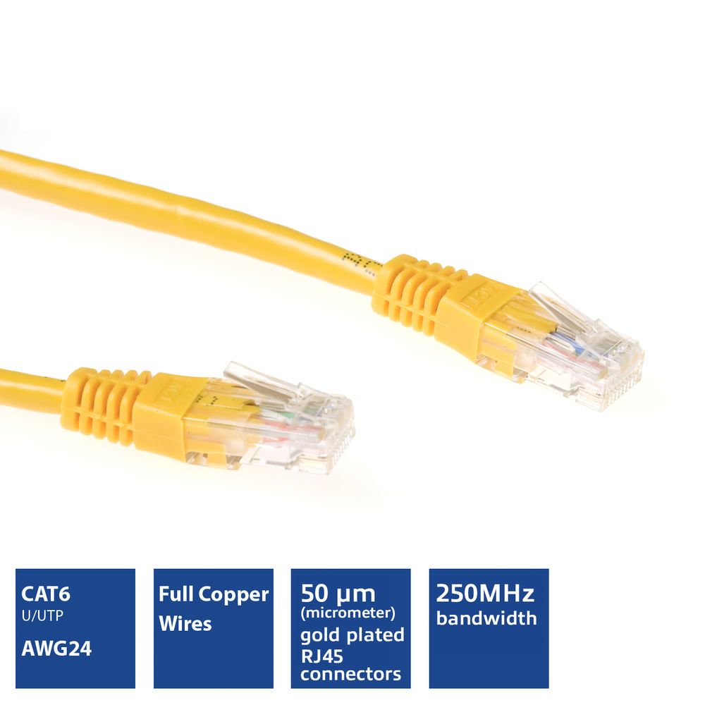 ACT CAT6 U-UTP Patch Cable 0,25m Yellow