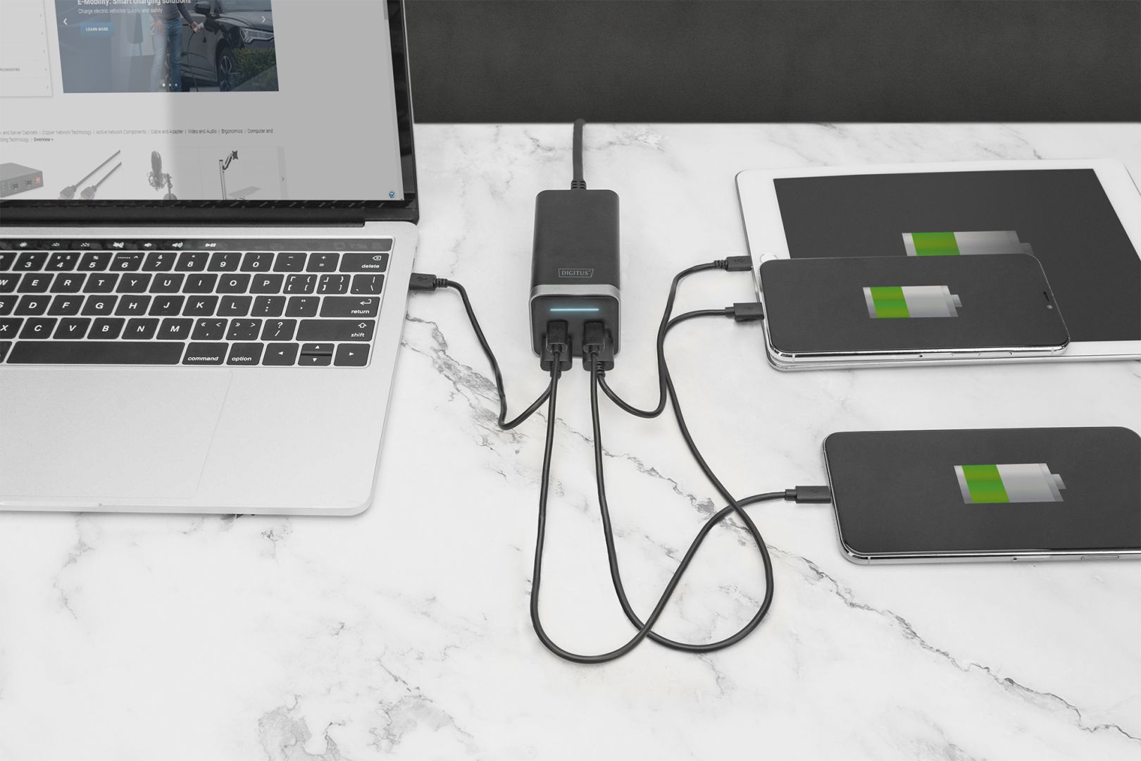 Digitus 4-Port USB-charging adapter 65W Grey