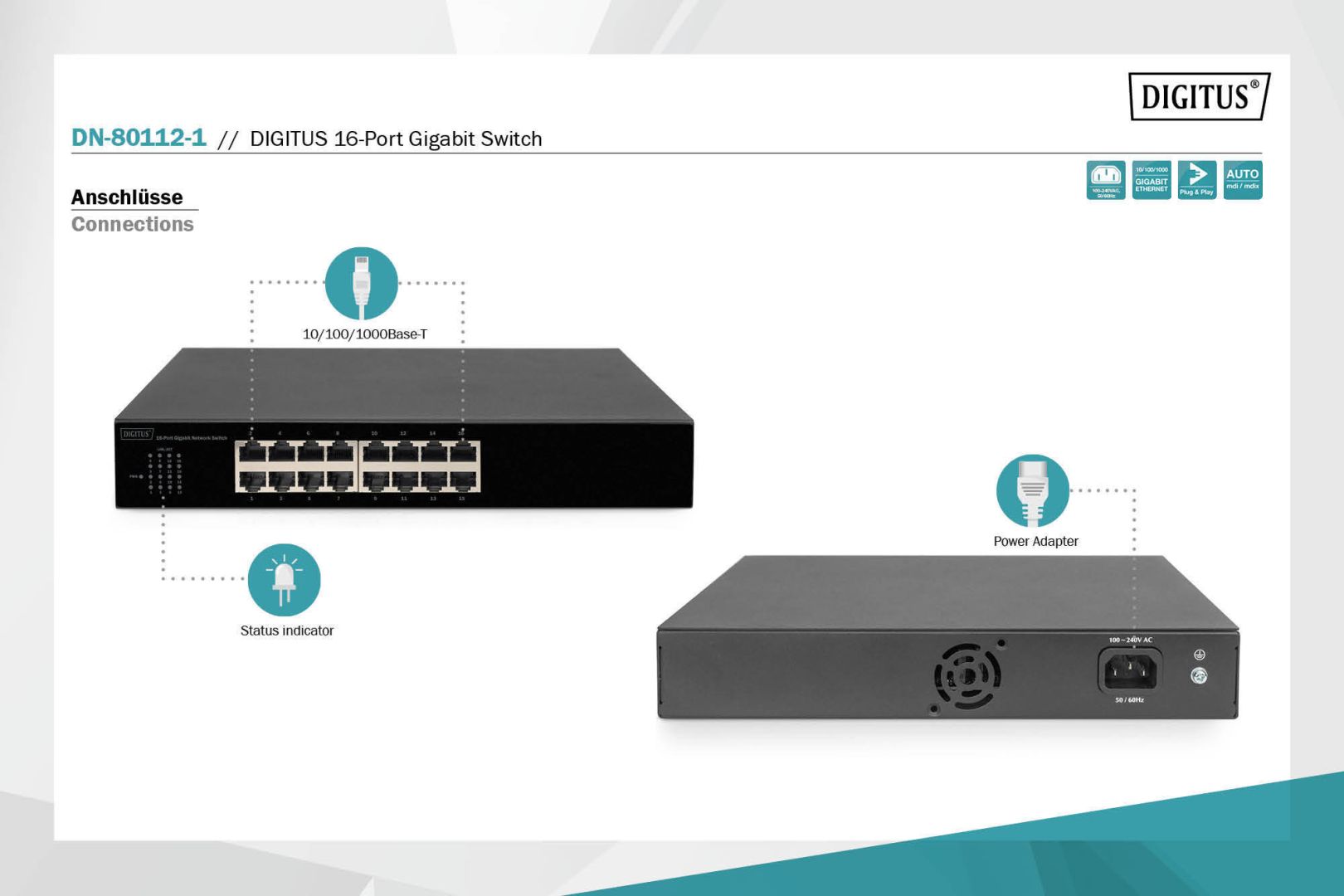 Digitus DN-80112-1 16-Port Gigabit Switch