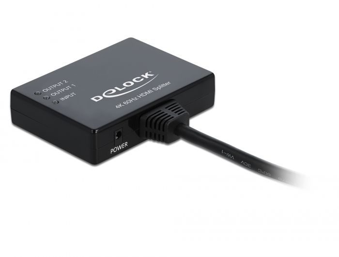 DeLock HDMI Splitter 1xHDMI in>2 x HDMI out 4K 60 Hz 0,6m Black