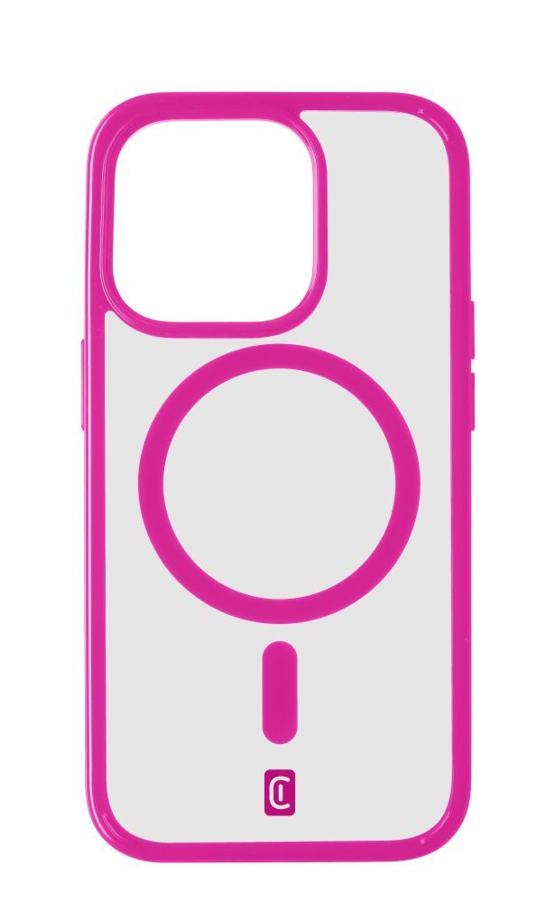 Cellularline Pop Mag Back Cover with Magsafe Support for Apple iPhone 15 Pro Max, Clear/Pink